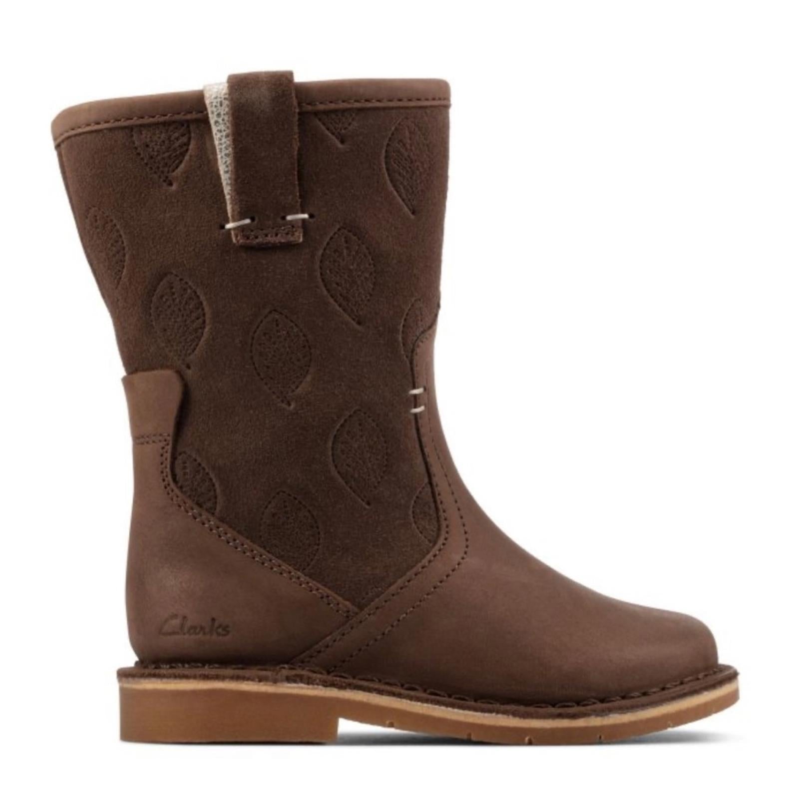 NEW Clarks Comet Pop Toddler Walnut Leather Boots Size UK 4F, US 4.5M Retail £48