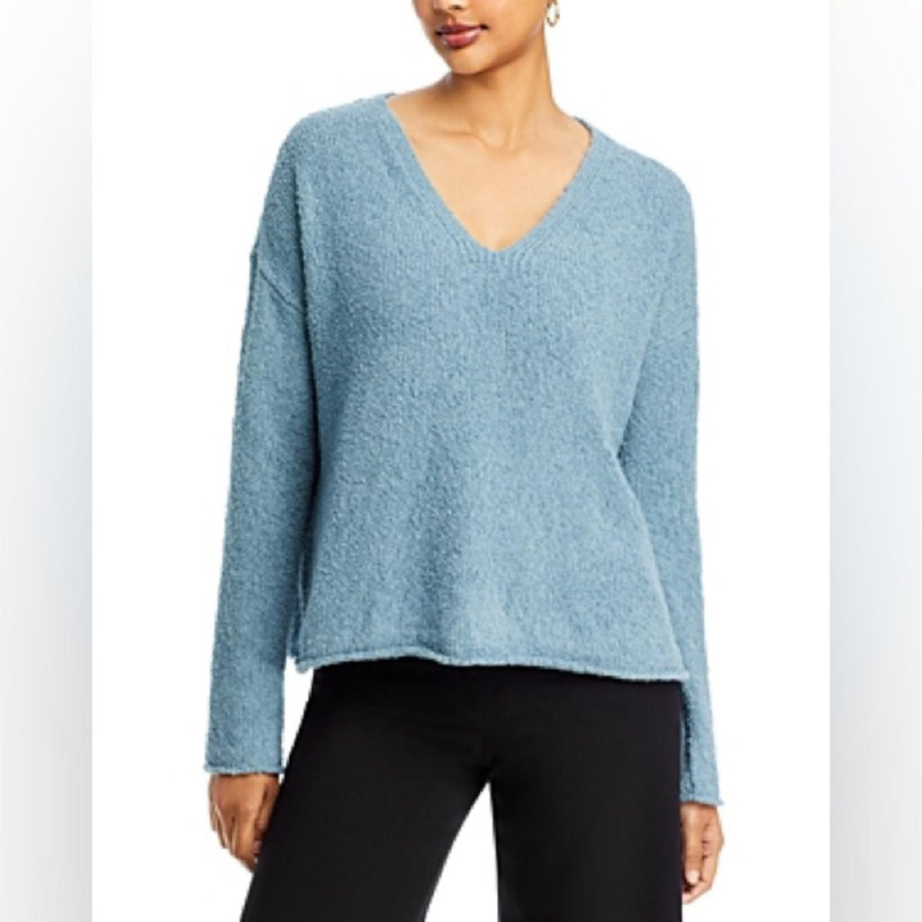 Eileen Fisher Organic Cotton Blend Sweater in Blue Steel, Very Soft, Size 1X NEW