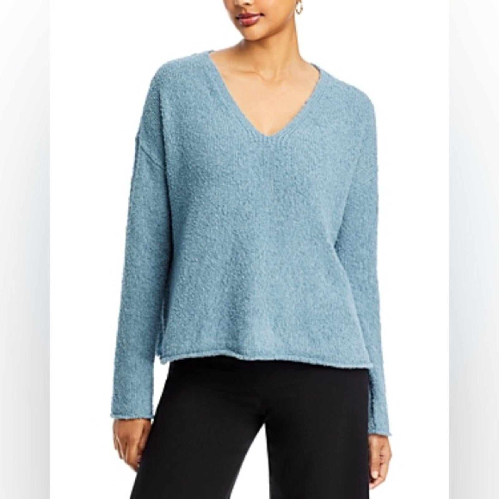 Eileen Fisher Organic Cotton Blend Sweater in Blue Steel, Very Soft, Size 1X NEW