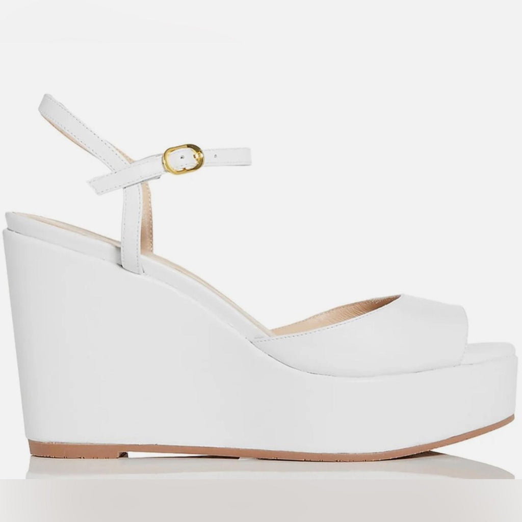 Stuart Weitzman Palmina Leather Ankle Strap Sandals White, Size 11 New +Dust Bag
