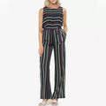Vince Camuto Striped Jumpsuit in Black Multi, Size XL