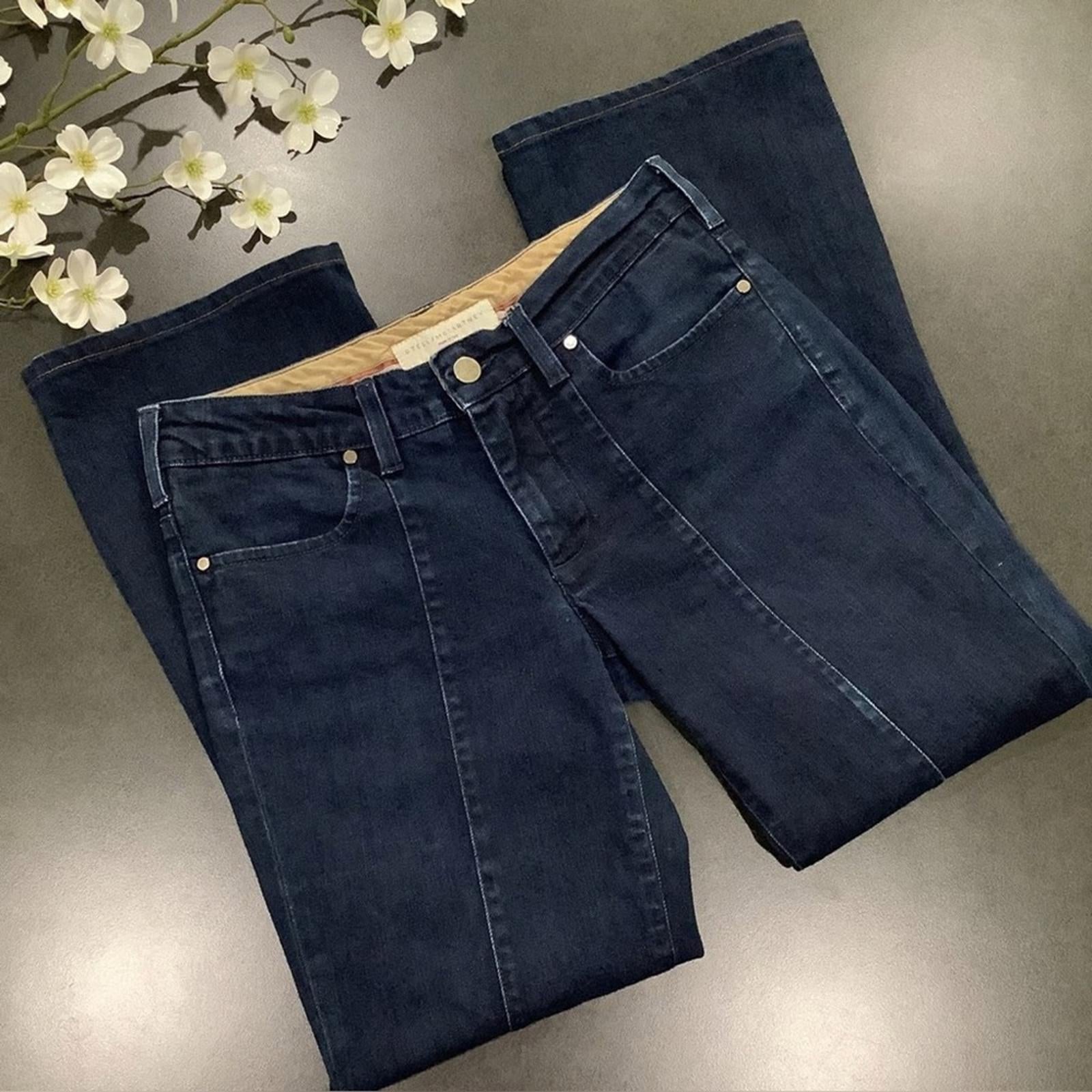 Stella McCartney Seamed Dark Wash Flare Mid-Rise Jeans, Size 26