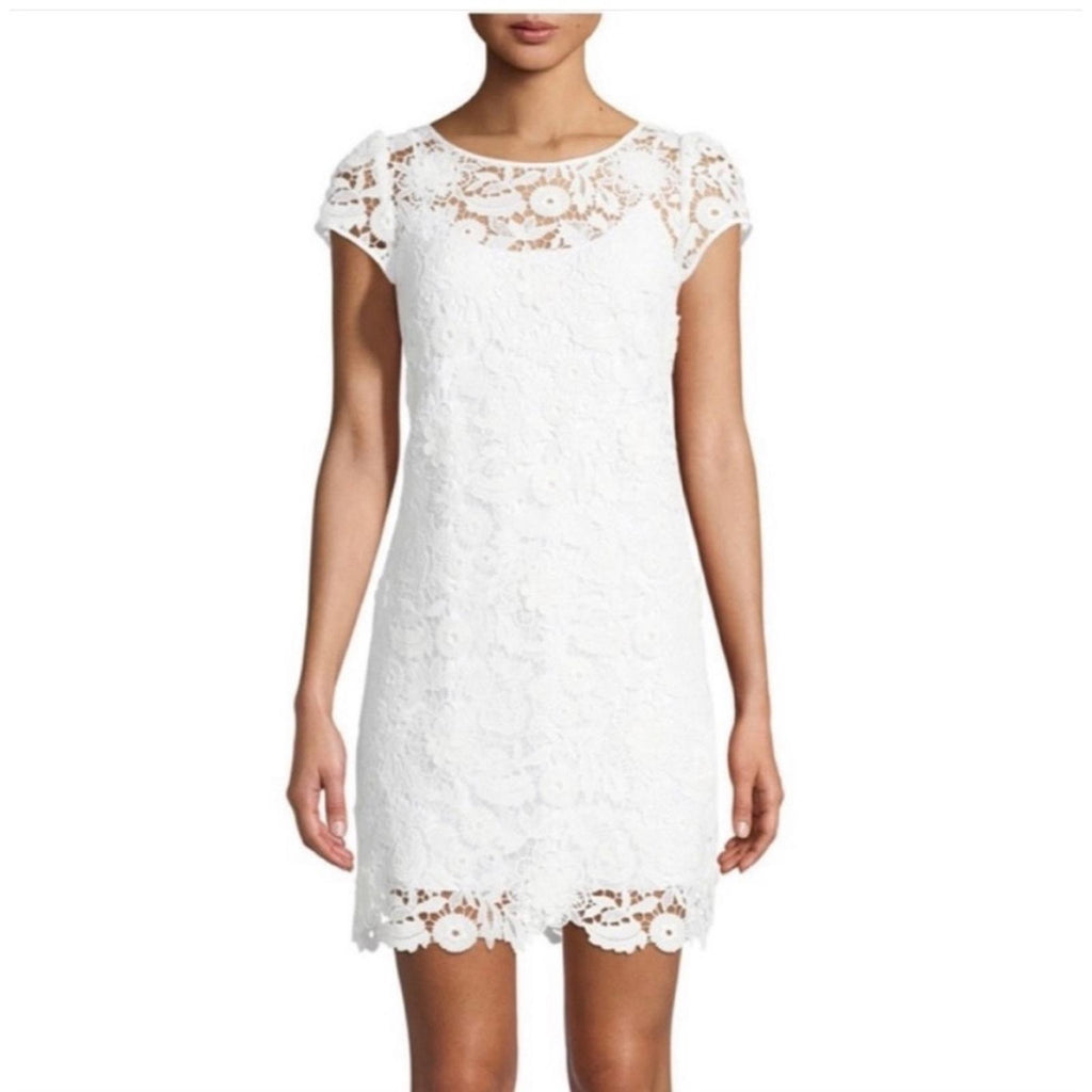 Milly Chloe 3-D Lace Dress in White, Size 2 New w/Tag Retail $395