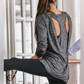 Athleta Open Back Cut-Out Posed Layered Pullover, Grey Heather Size S EXCELLENT!