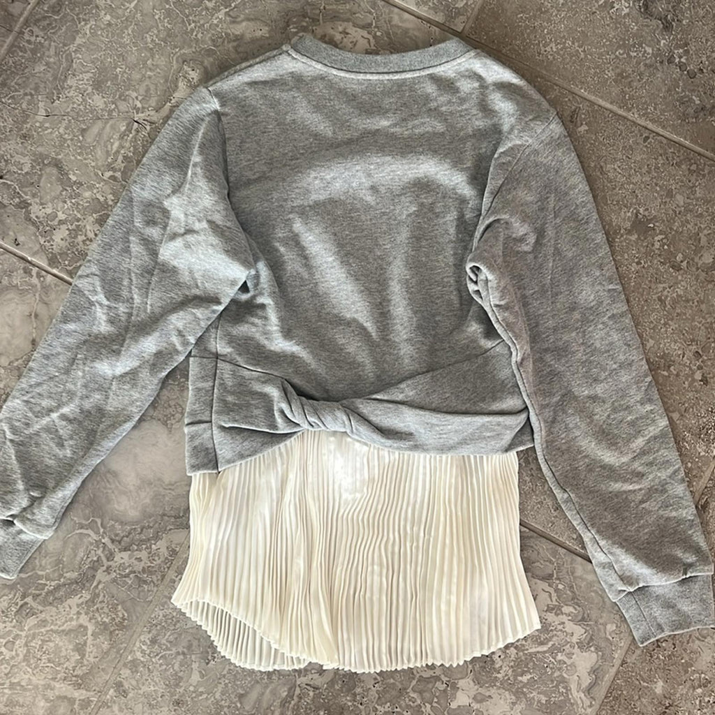 3.1 Phillip Lim Twist Detail Pleated Peplum Long-Sleeve Top, Size S Retail $375