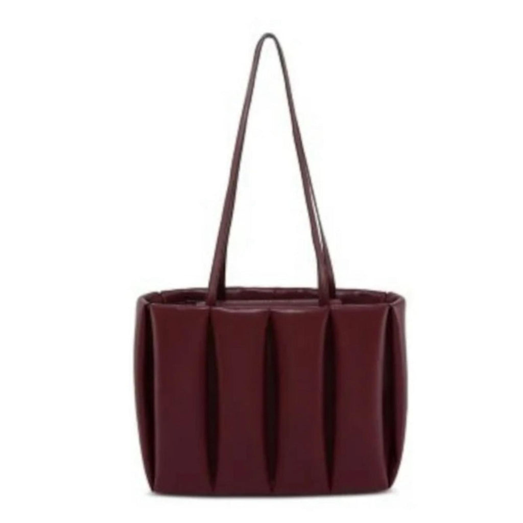 Themoirè Kore Vegan Nappa Quilted Tote (Made in Italy) Burgundy, New w/Tag