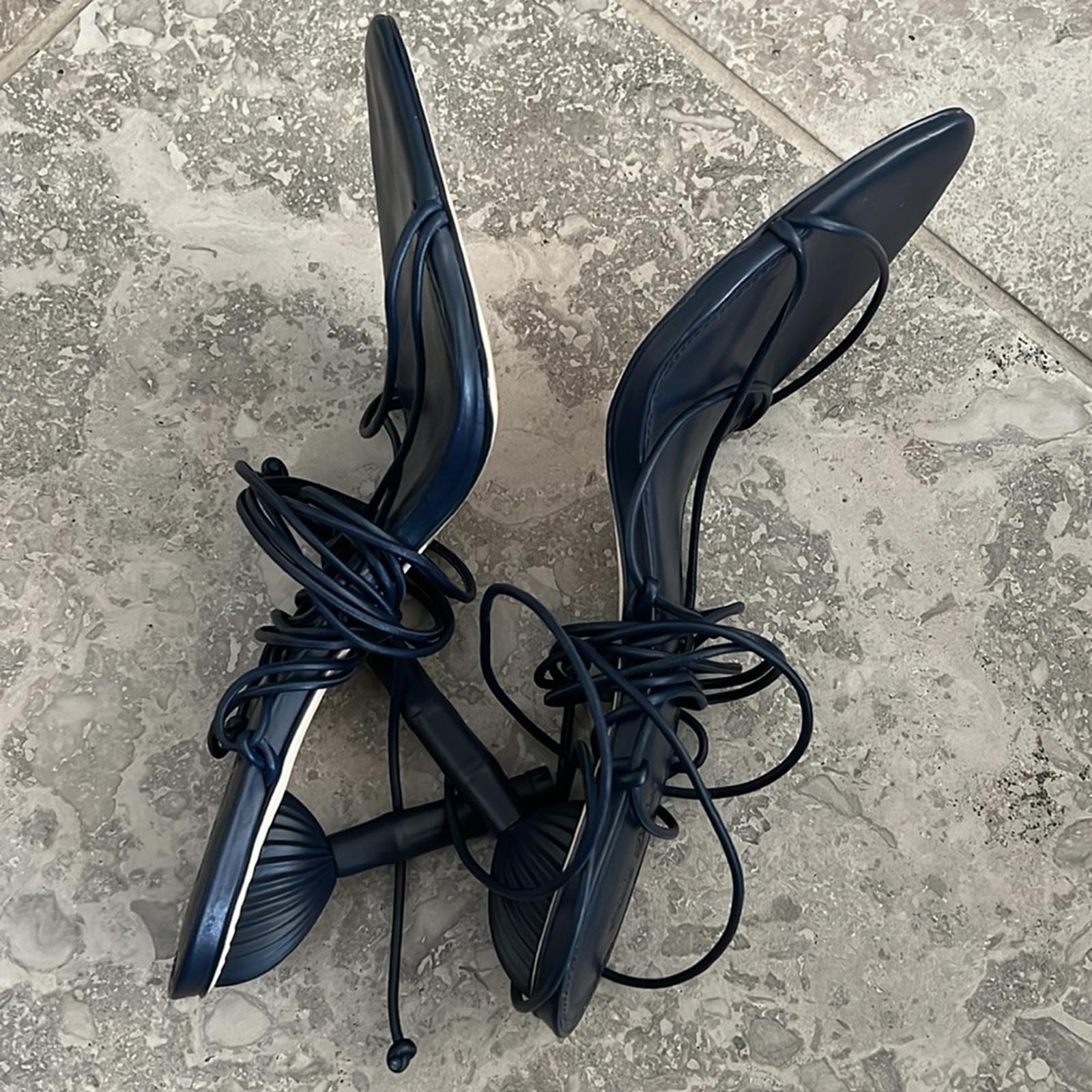 NEW Cult Gaia Soleil Lace Up Strappy Heel Sandals, Navy EU Size 42 Retail $388