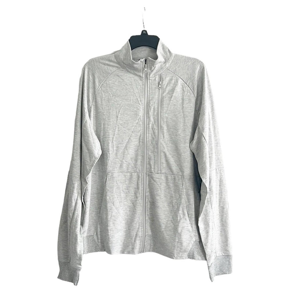 Blue Ice Moisture Wicking Performance Active Track Jacket in Grey, Size L NWT