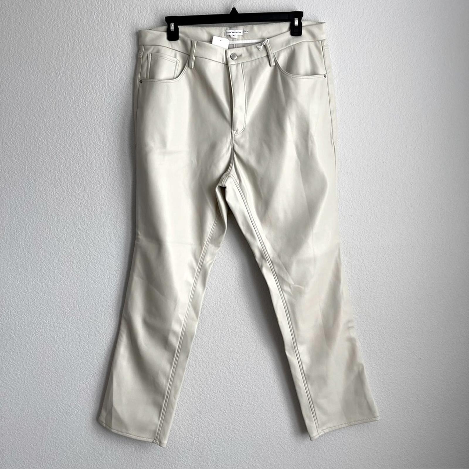 Good American Better Than Leather Good Icon High-Rise Jeans in Cream Size 16 NWT
