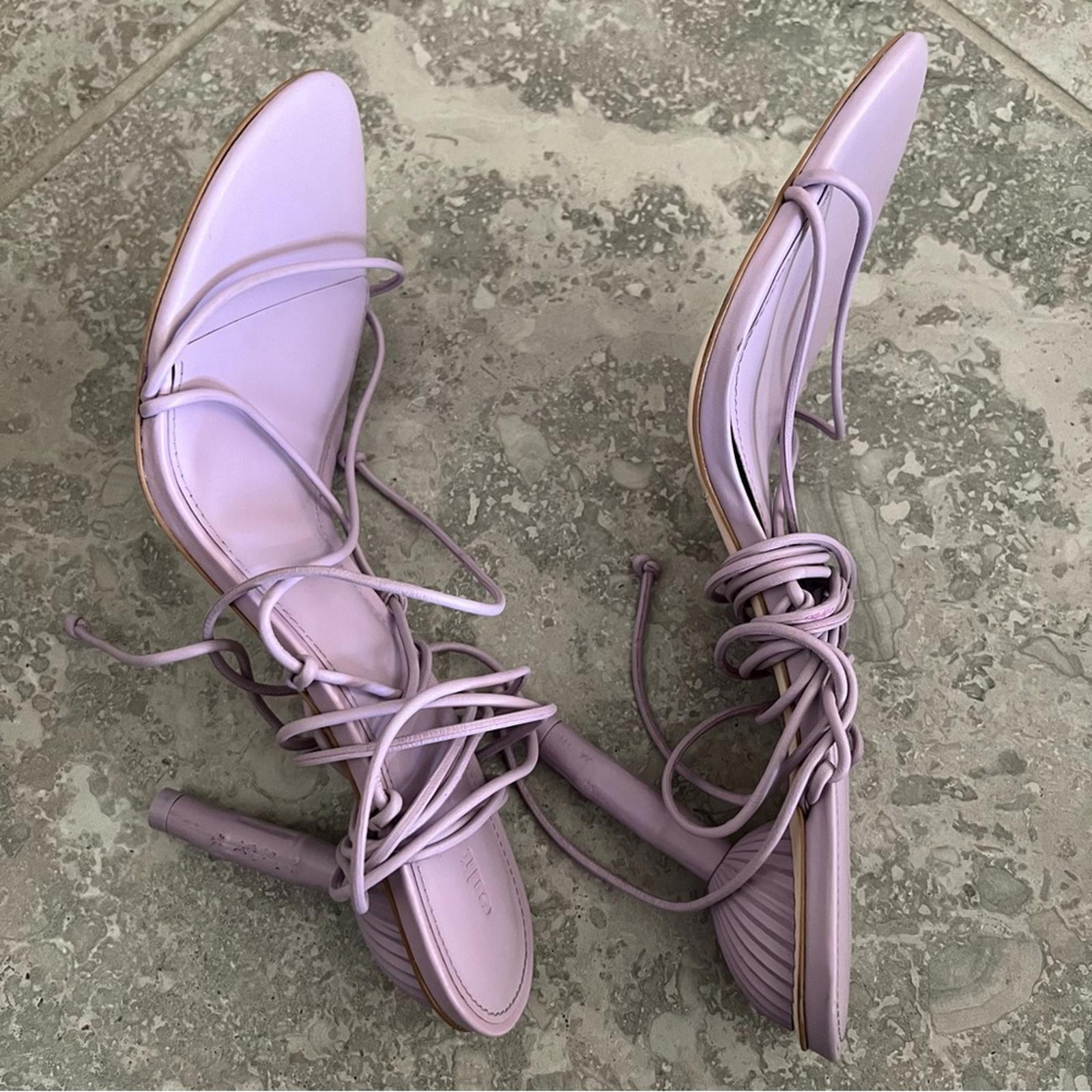 Cult Gaia Soleil Lace Up Strappy Heel Sandals in Lavender, EXCELLENT, Size 42