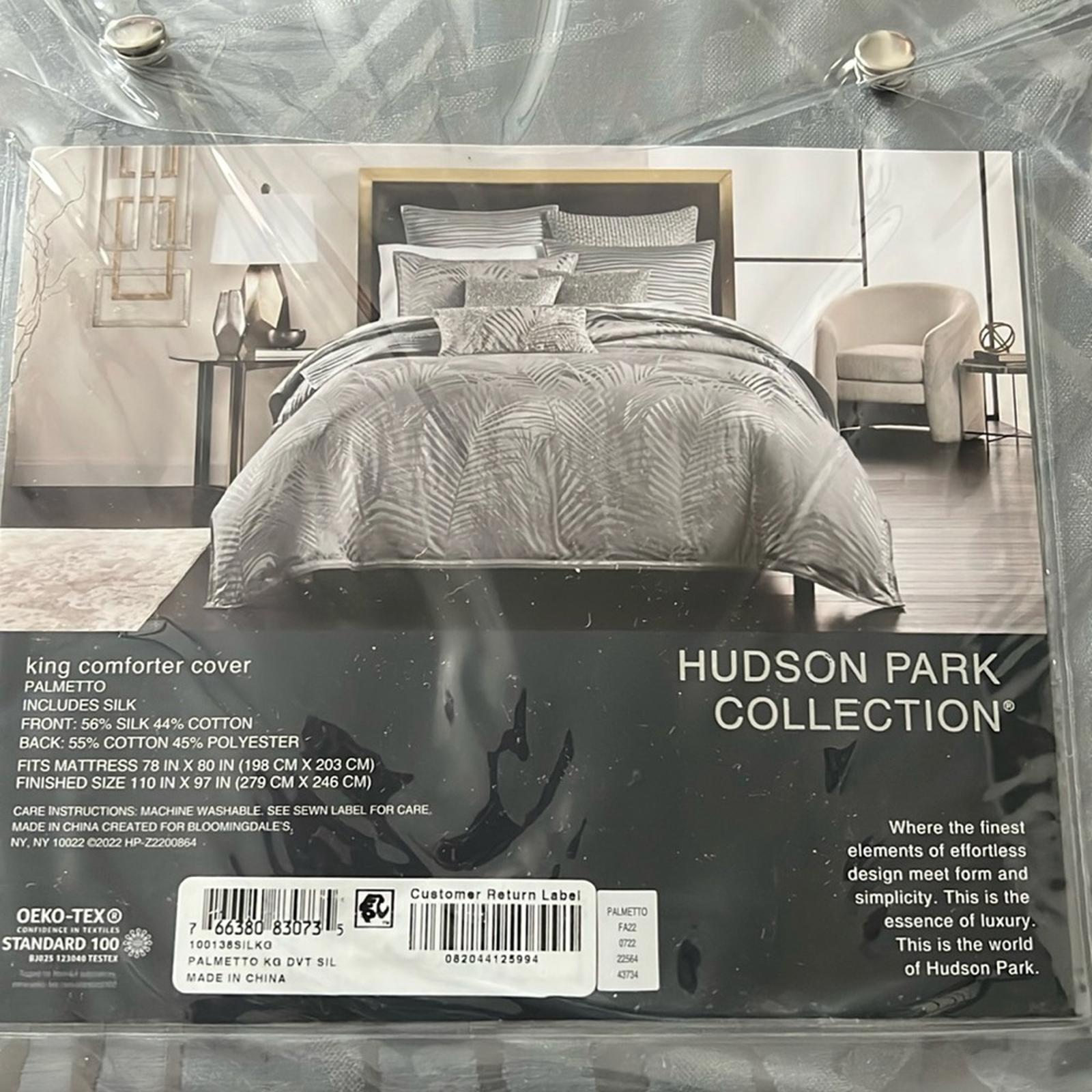Hudson Park Collection Palmetto Cotton Silk Duvet Cover in Grey, King NEW