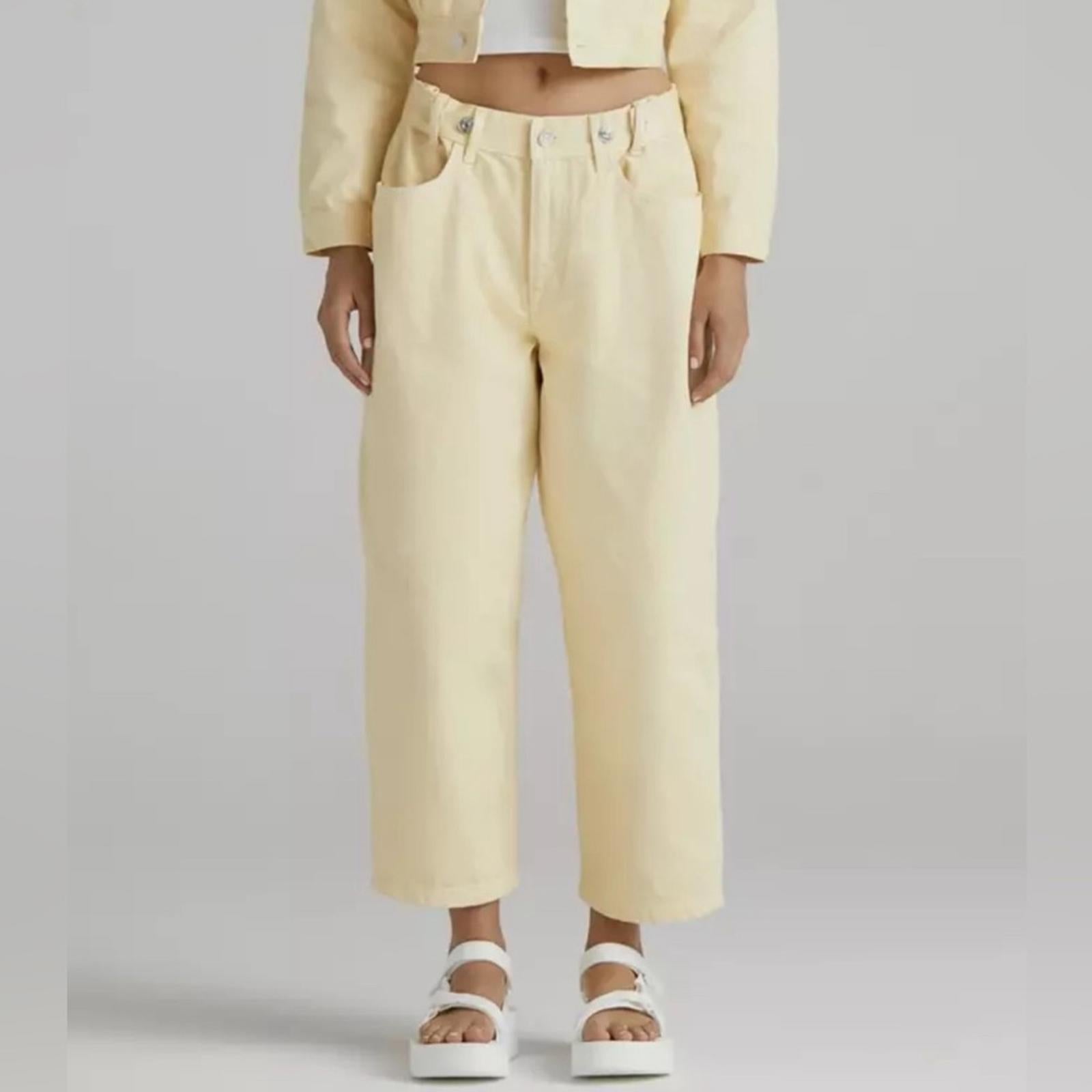 Anthropologie’s Edwin Maiia Trouser Wide Leg Jeans in Lemonade, Size L NEW $228