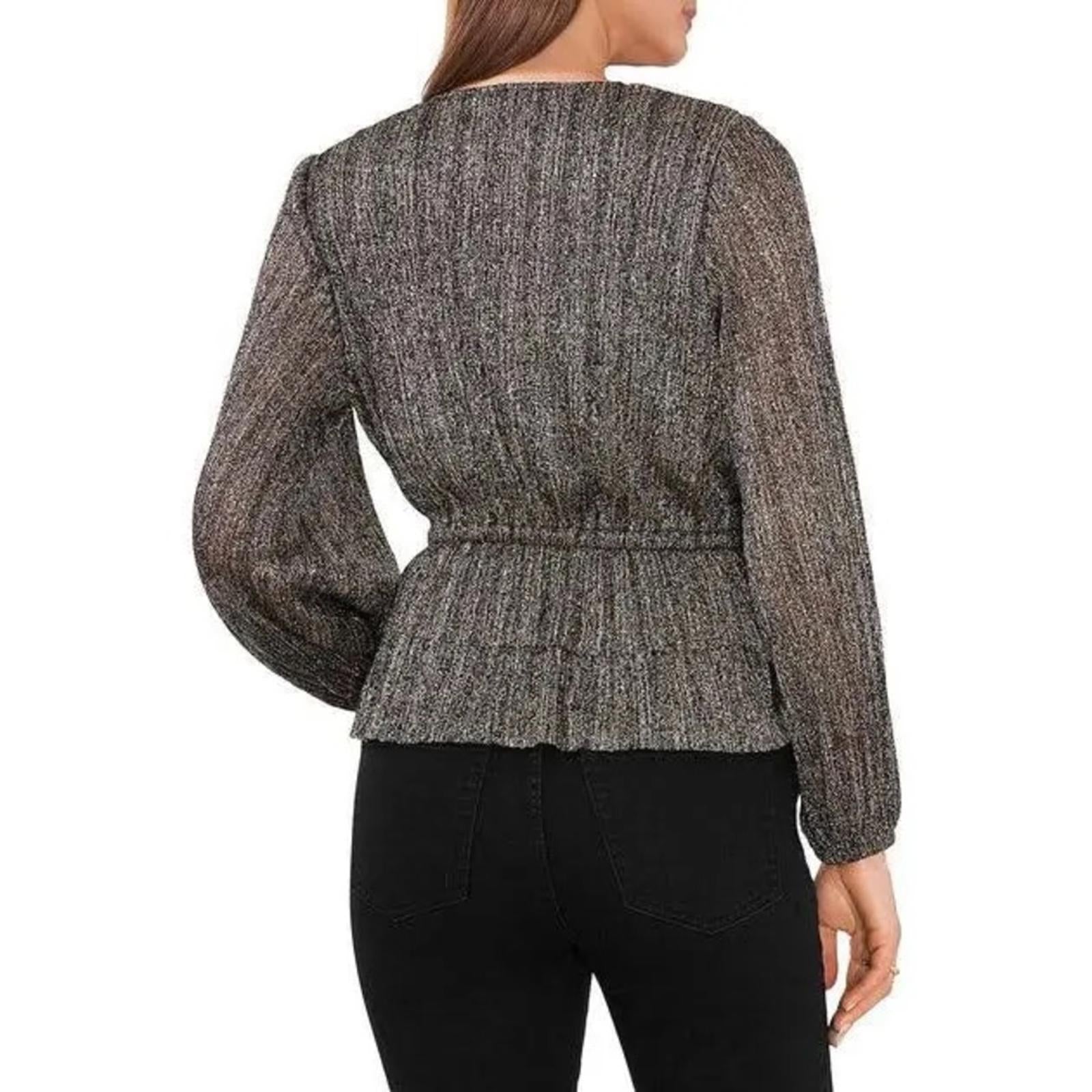 Vince Camuto Metallic Crossover Top, Rich Black Sparkle & Shine Size M New w/Tag