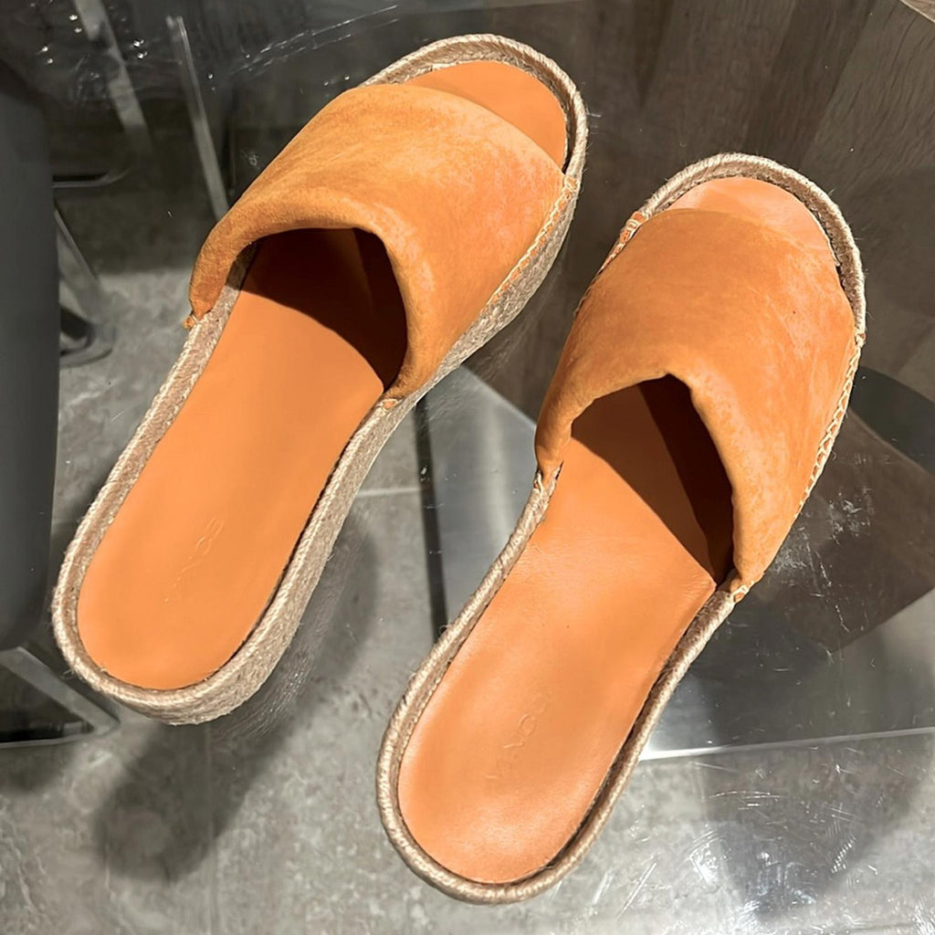 Vince Jesse Leather Espadrille in Burnt Orange, Size 11 New in Box Made in Spain