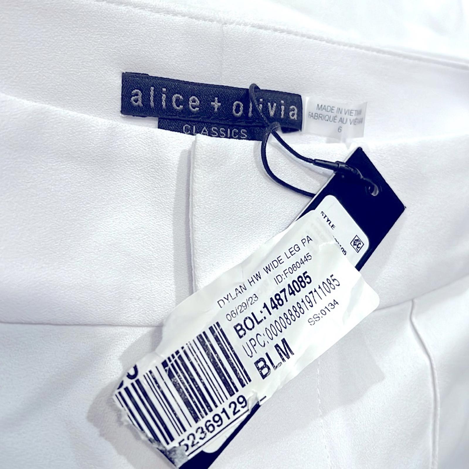 NWT Alice + Olivia Dylan High-Waist Wide-Leg Pants, Size 6 New w/Tag Retail $295