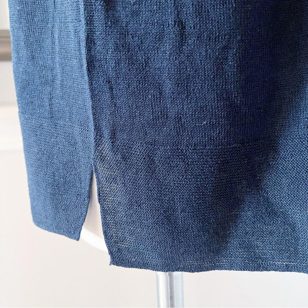 J.Jill Navy Linen Blend Knit Lightweight Sweater, Size 1X New w/Tag Retail $79