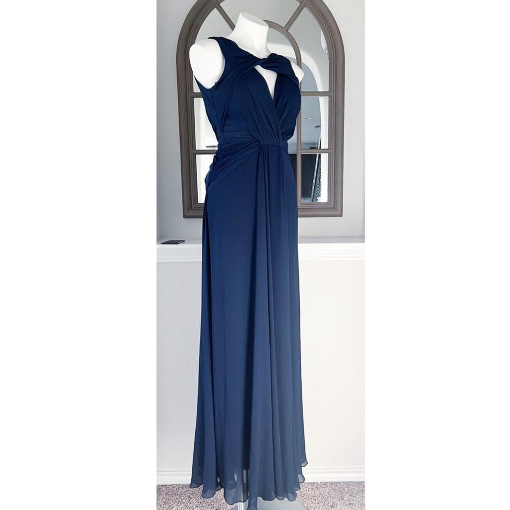 Badgley Mischka Navy Petunia Gown, Maxi Size 2 EXCELLENT Condition! Retail $795
