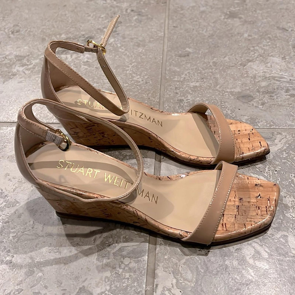 Stuart Weitzman Nudistcurve 50 Ankle Strap Wedge Sandals, Size 36/5.5 NEW in Box