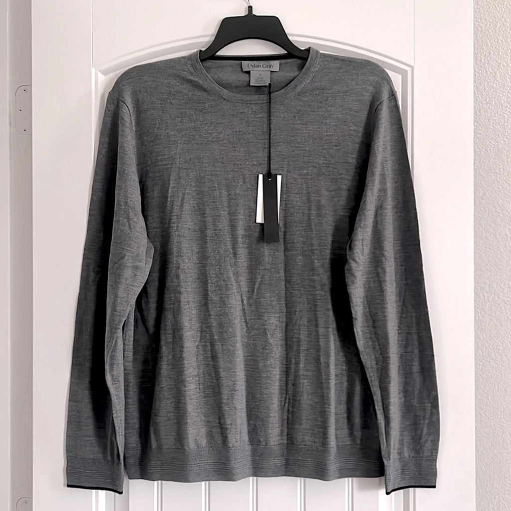 Dylan Gray Crewneck Sweater in Medium Grey, Size XL NEW w/Tag $198