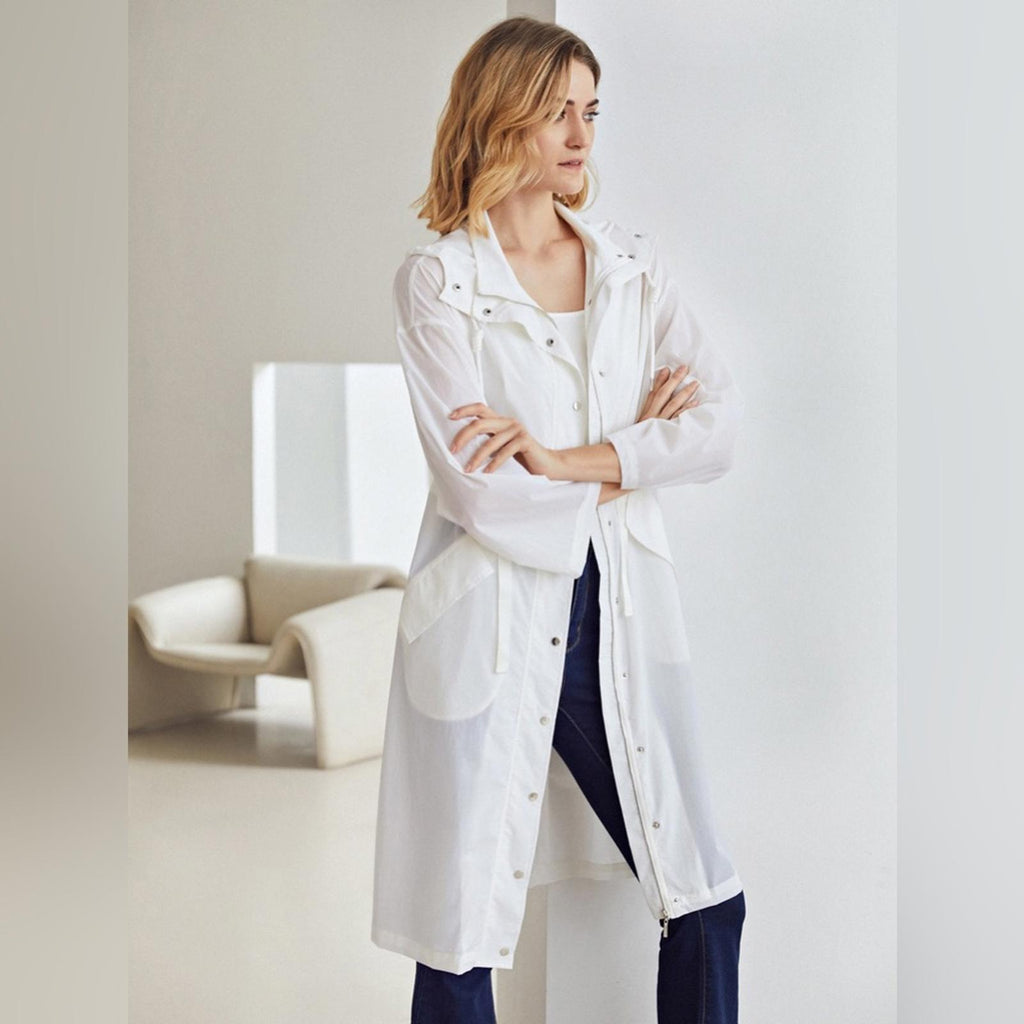 MOTF Lightweight Drawstring Trench Coat in White, Size L New in Packaging