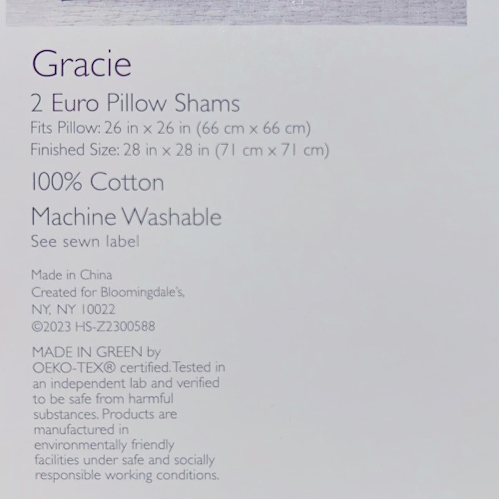 2 SKY Gracie Euro Shams in White & Blue, New in Box $160