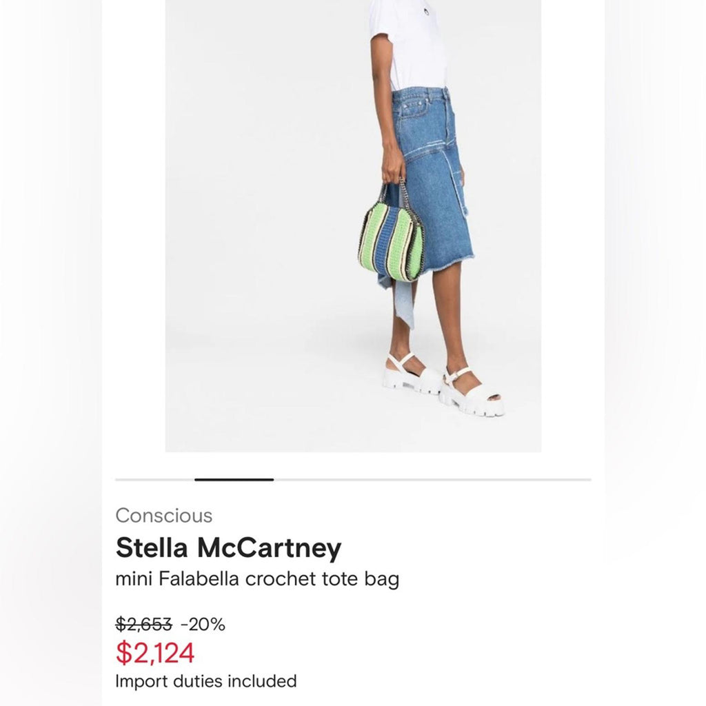 Stella McCartney ‘Falabella' Crochet Tote Bag in Green Blue Multi NEW (SOLD OUT)