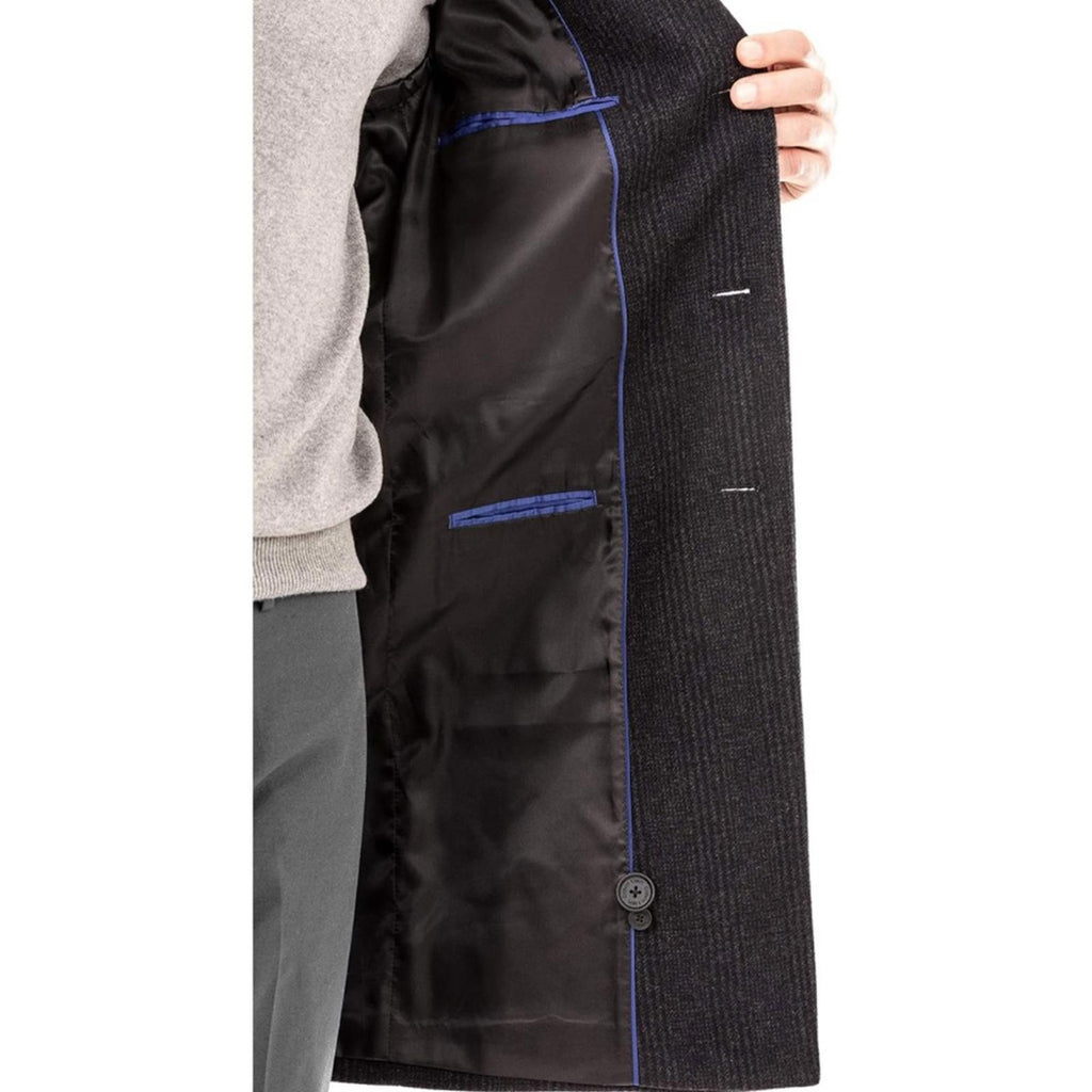 Calvin Klein Men’s Malibu Slim-Fit Charcoal Plaid Overcoat, Size 48 R NWT $495