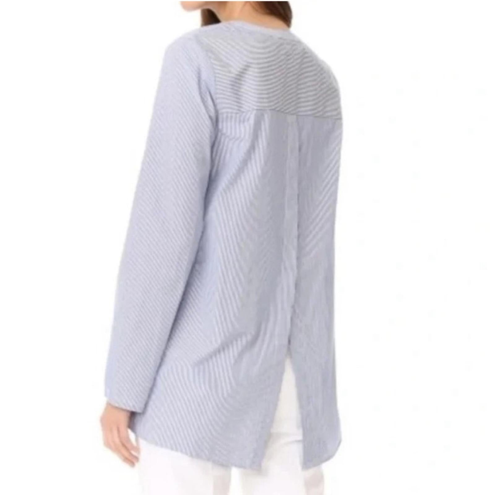 Theory Ofeliah Taff Striped Top, Blue/White Size L Retail