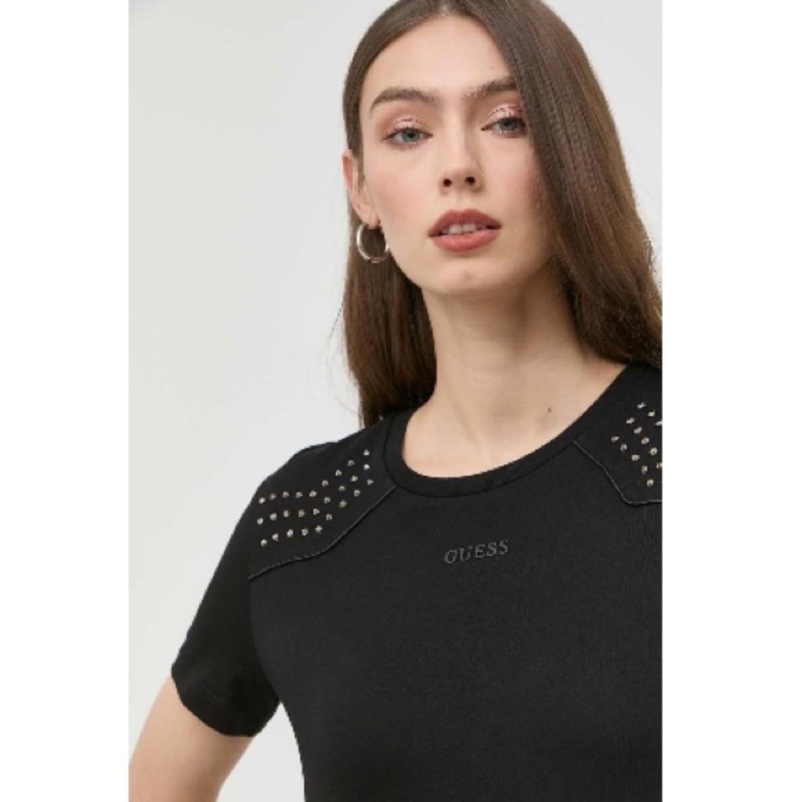 Guess Eco Katarina Embellished Crewneck Tee in Jet Black, New w/Tag $79