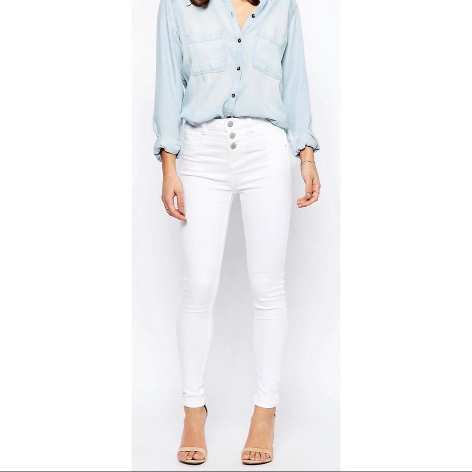 New Look High Waist Super Skinny Jeans in White, Size UK18 / US14