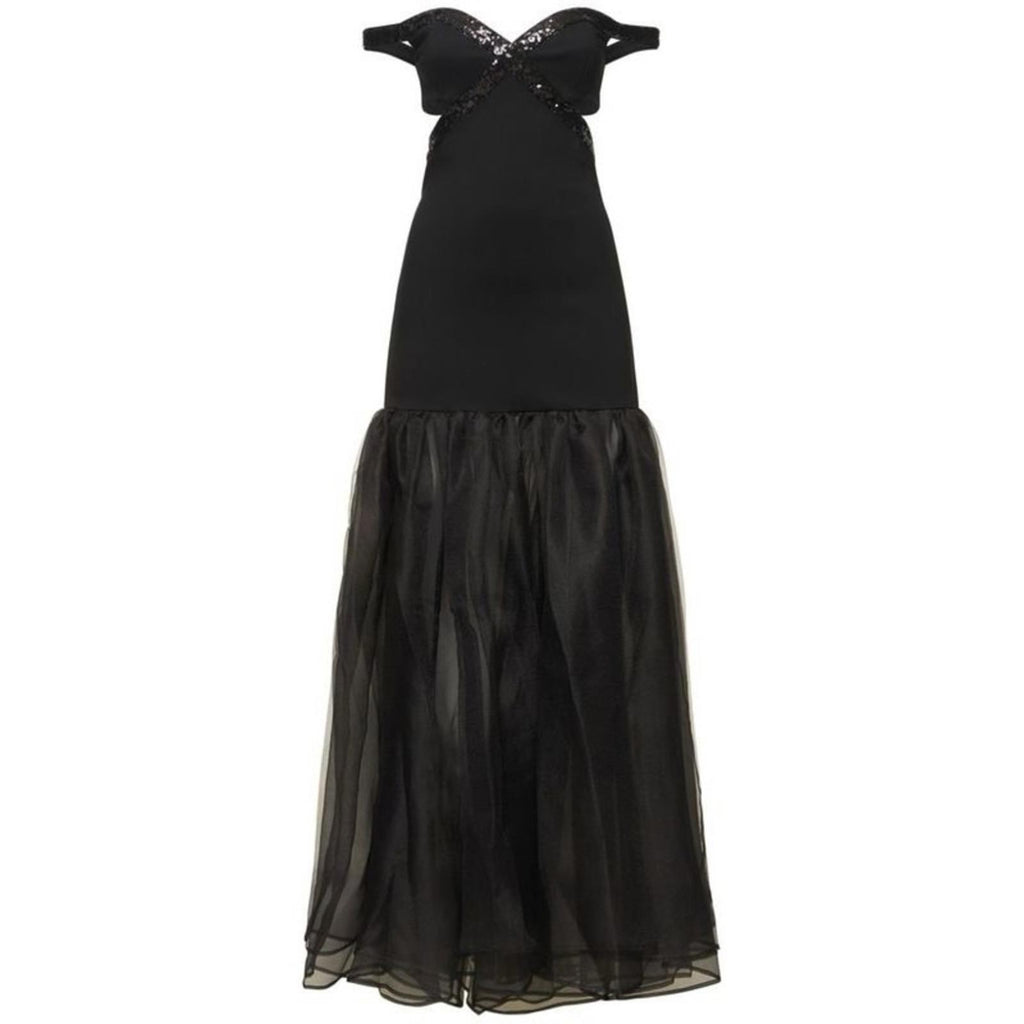 STAUD Emmaline Off-the-Shoulder Cut-Out Dress in Black, NWT, Size S