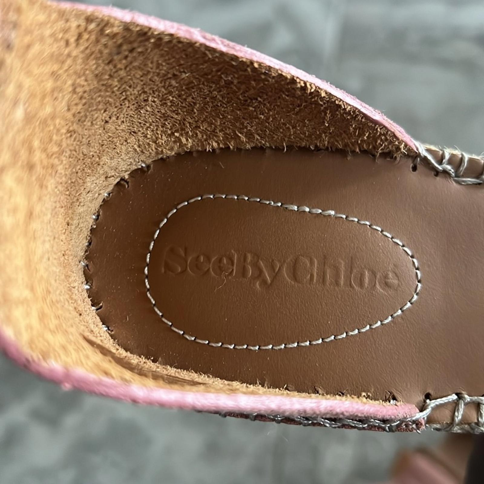 See by Chloé Glyn Calf Leather Espadrille Platform Wedge Sandals, Size 42 NWT