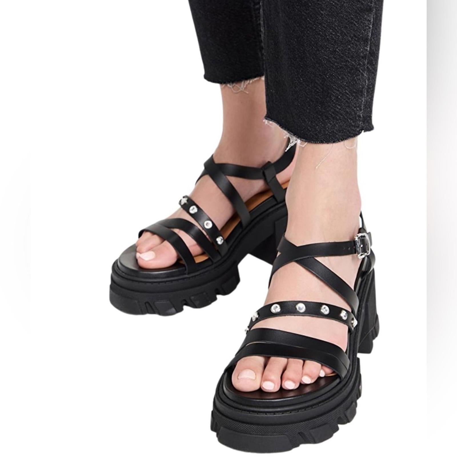 GANNI Women's Cleated Strappy Block Heel Sandals, Size 41 New in Box + Dust Bag