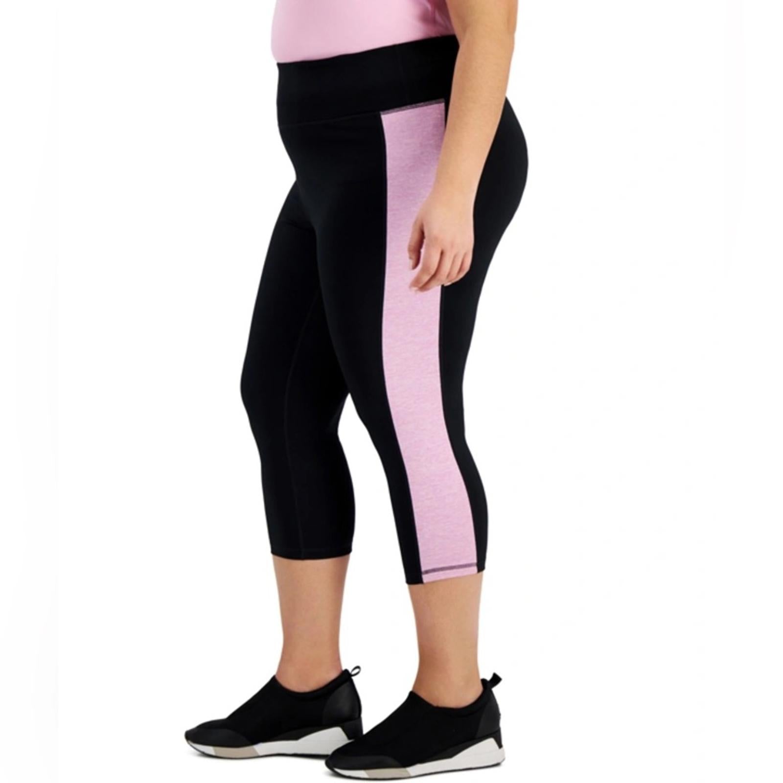 Ideology Essentials Colorblocked Cropped Leggings, Noir Purple Plus Size 1X NWT