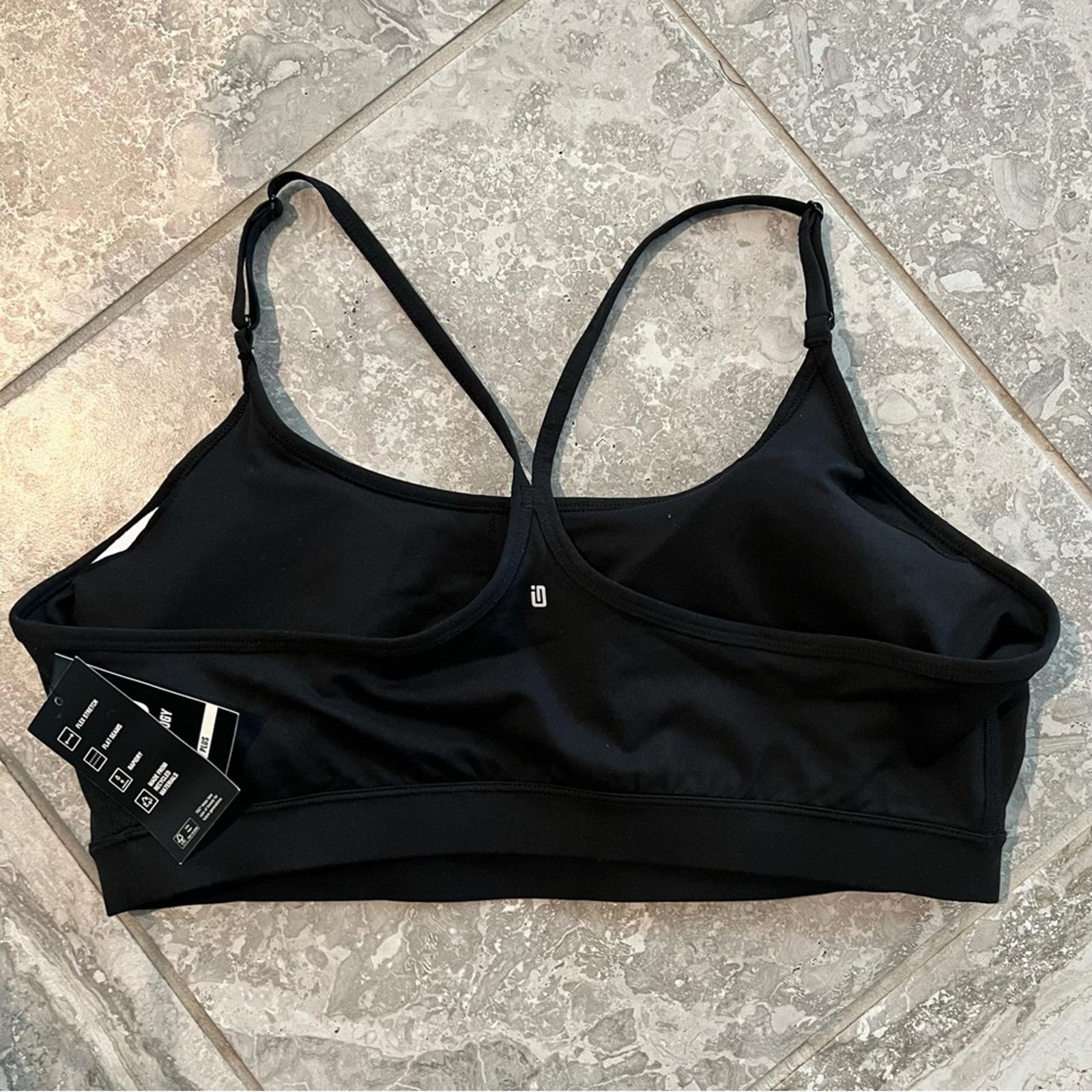 ID Black Solid Low-Impact Bra, New with Tag