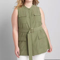 Lane Bryant Belted Utility Cargo Vest in Olive Green, Plus Size 14/16, New w/Tag