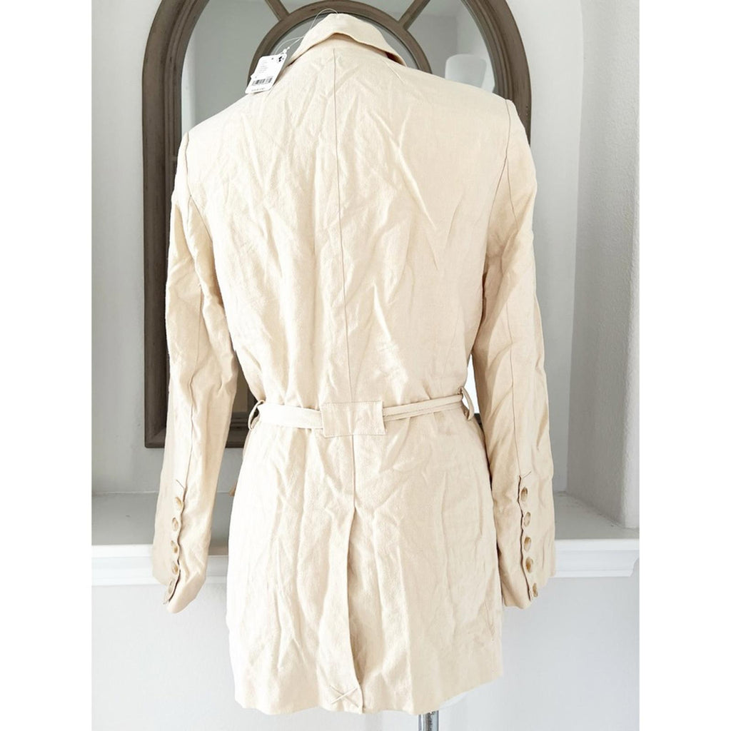 NEW Free People Olivia Linen Blend Blazer, Pebble Sand Size S, Retail $168