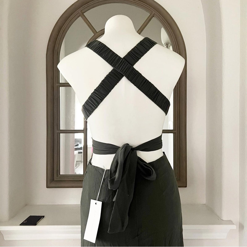 NWT Lush Cut-Out Maxi Dress, Moss Green, Size S New w/Tag