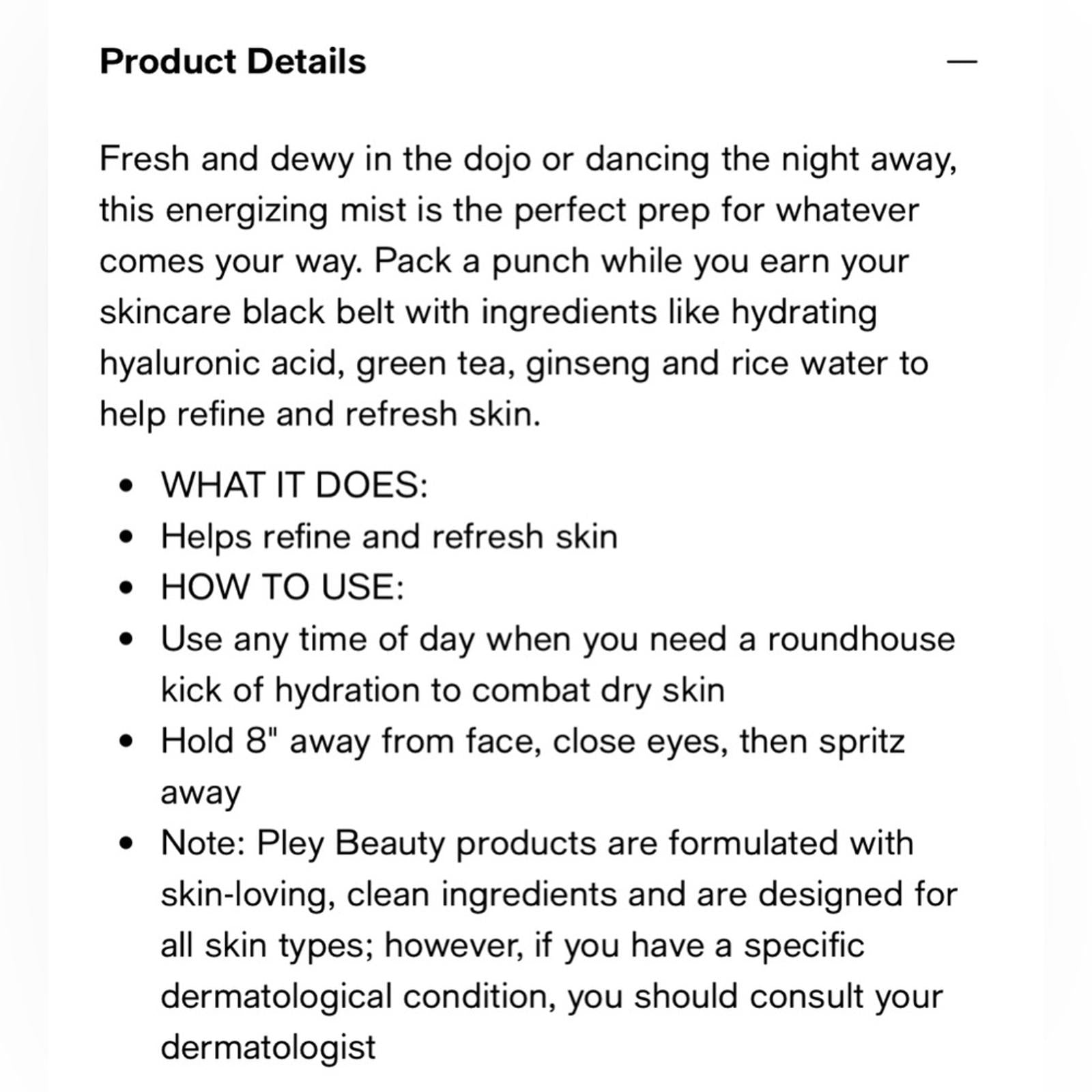 Pley Beauty X Cobra Kai Energizing Facial Mist, 130mL / 4.4 fl oz