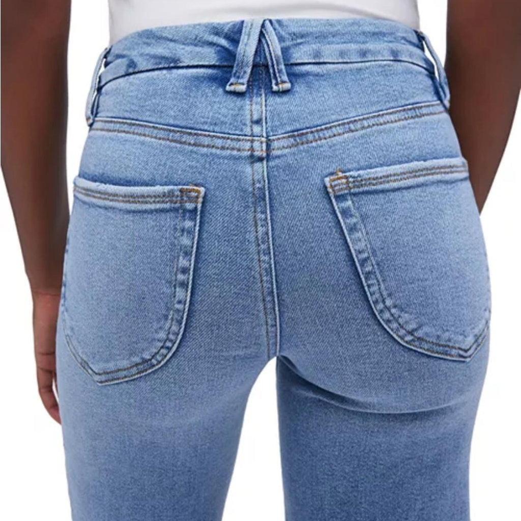 Good American High Rise Cropped Wide Leg Jeans in Blue Indigo, NWT, Size 16