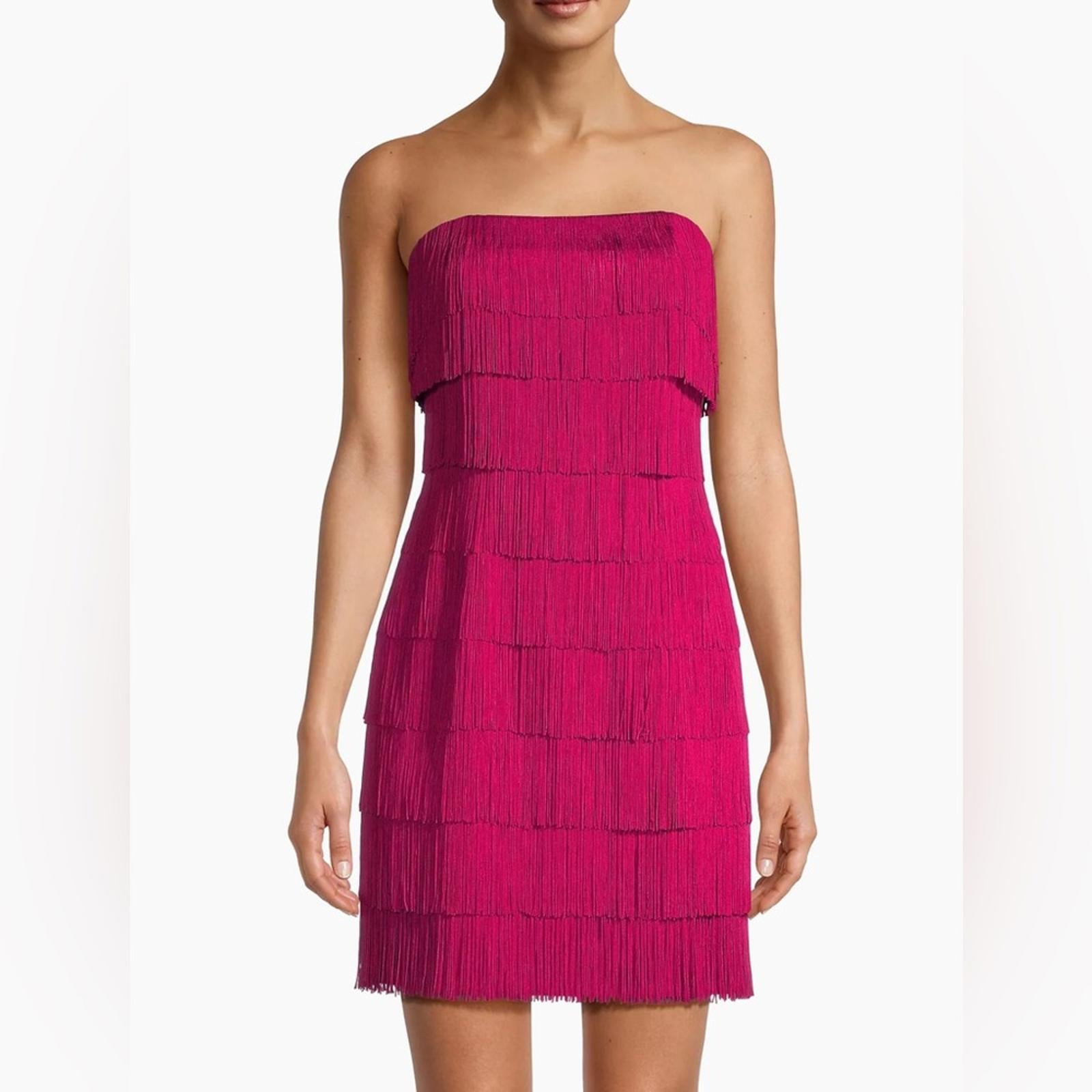 Liv Foster Fringe Cocktail Dress in Rich Magneta Size 12 New w/Tag $395