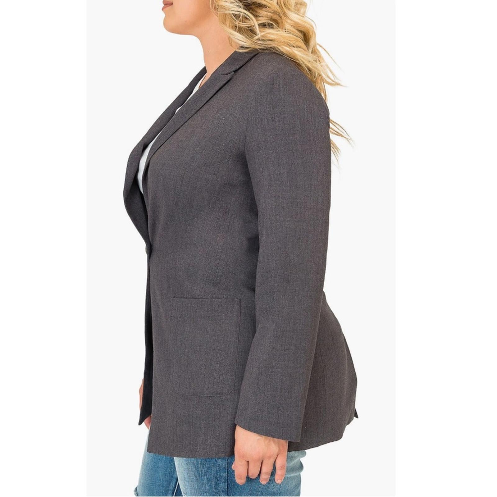 Standards & Practice One-Button Boyfriend Blazer in Charcoal, Size 1X New w/Tag