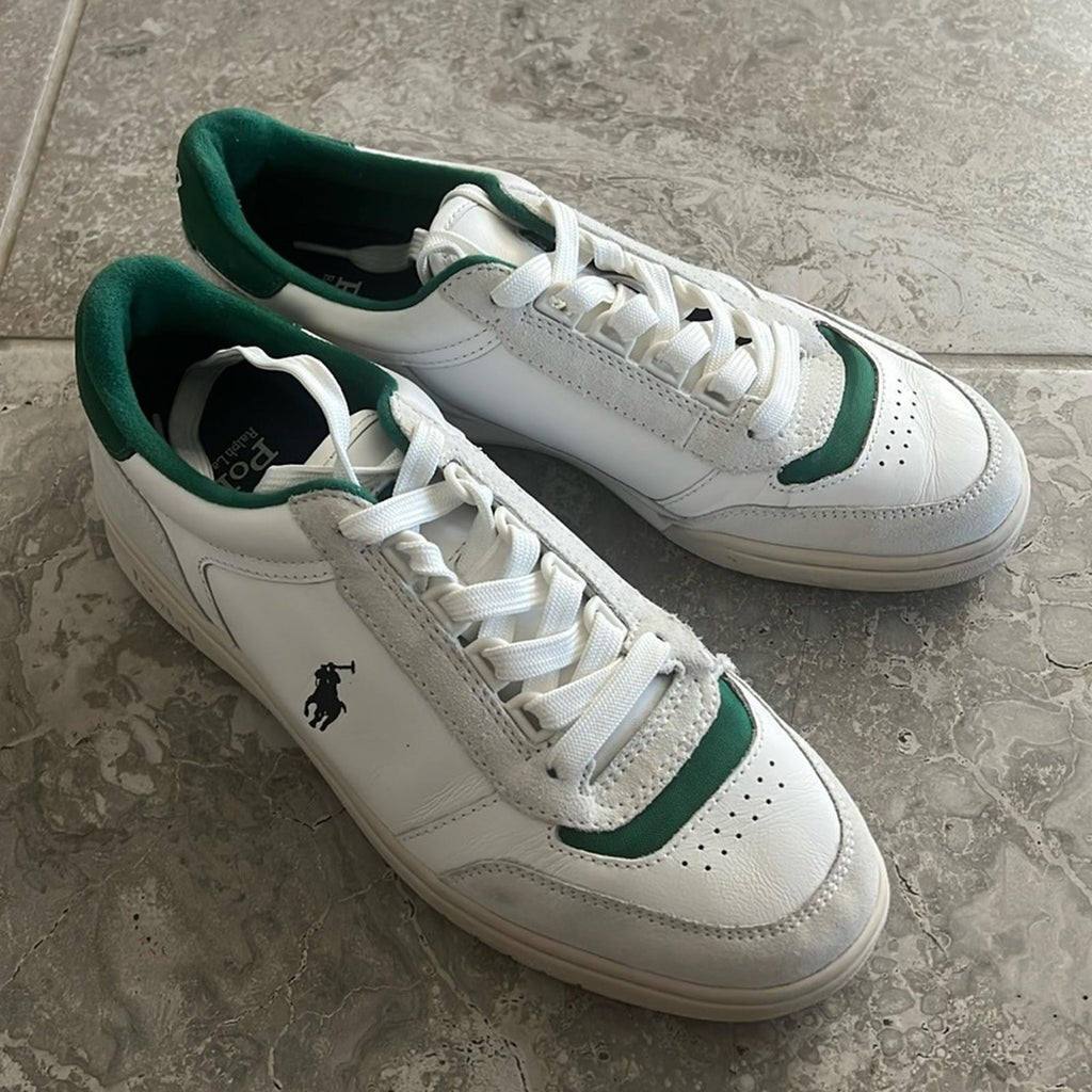 Polo Ralph Lauren Court Sport Lace-Up Sneakers in Deckwash White, Size 8 $185