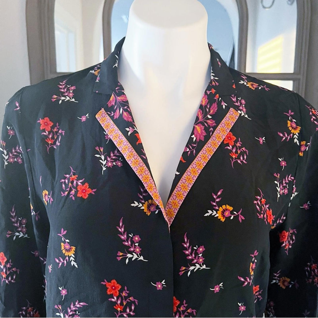New Kobi Halperin Neo Silk Contrast Print Blouse, Size S New w/Tag $478