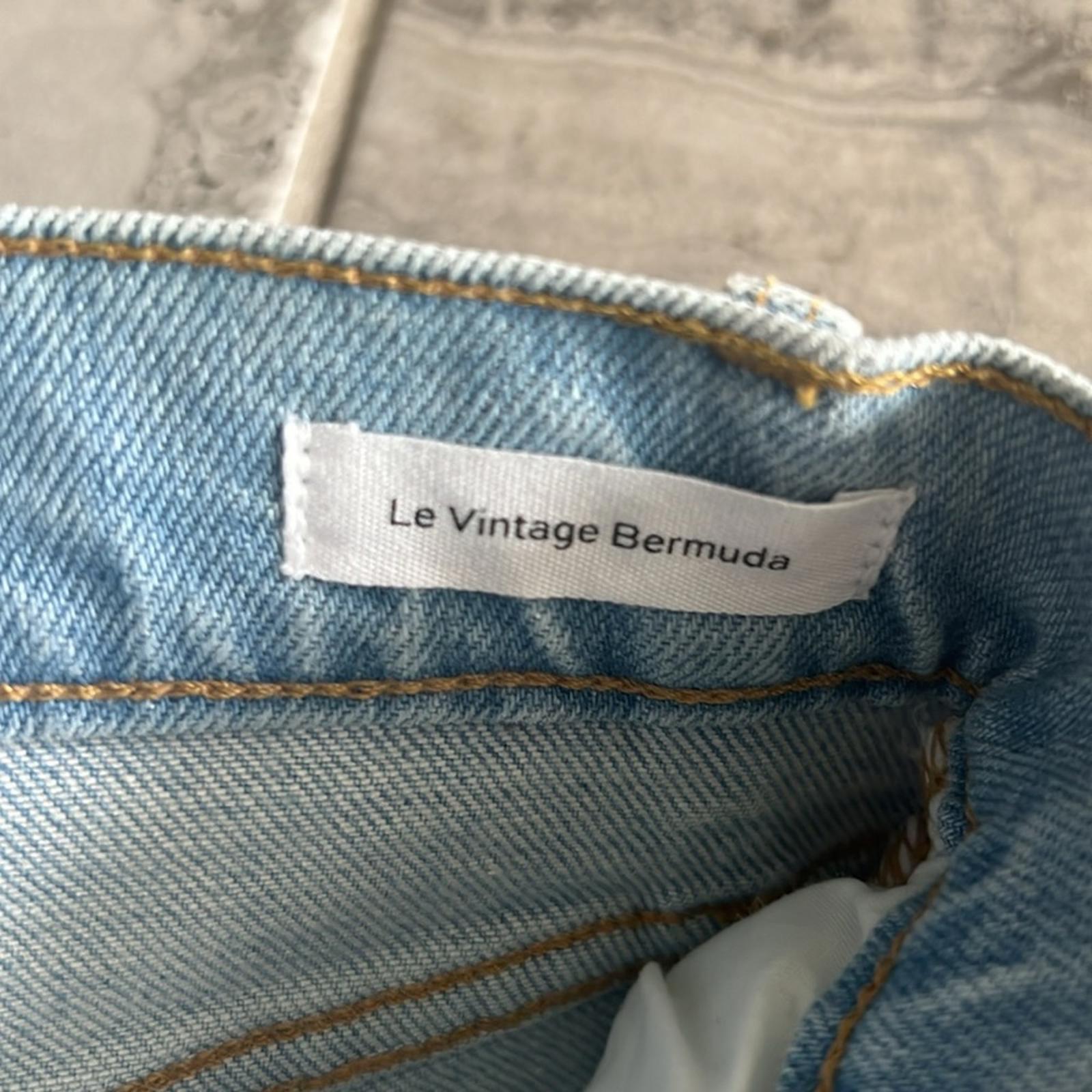 FRAME Denim Le Vintage Bermuda Raw Edge Jean Shorts in Blue Size 23 NWT $195