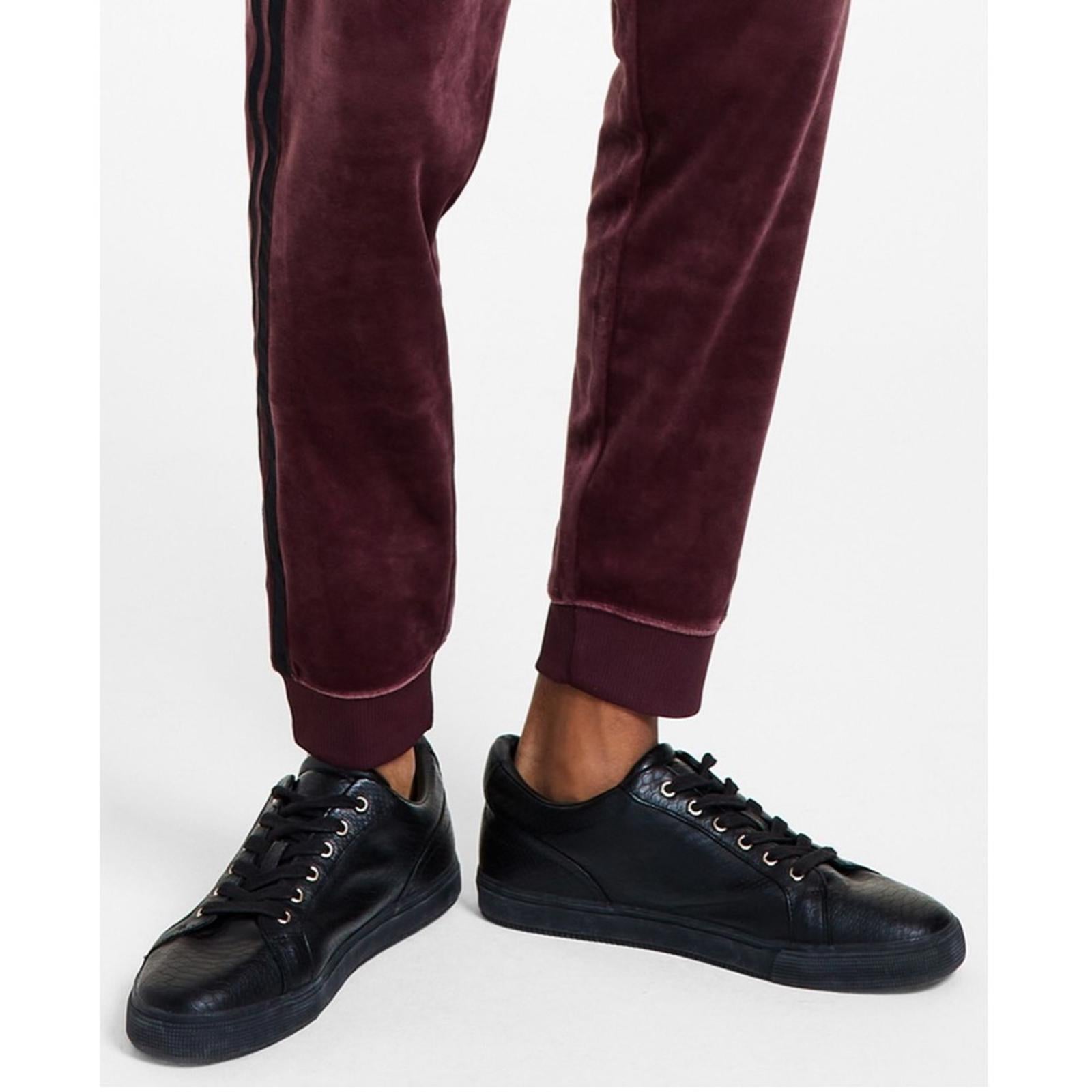NEW INC Men's Regular-Fit Side Stripe Velour Joggers, Size L Retail $59.50