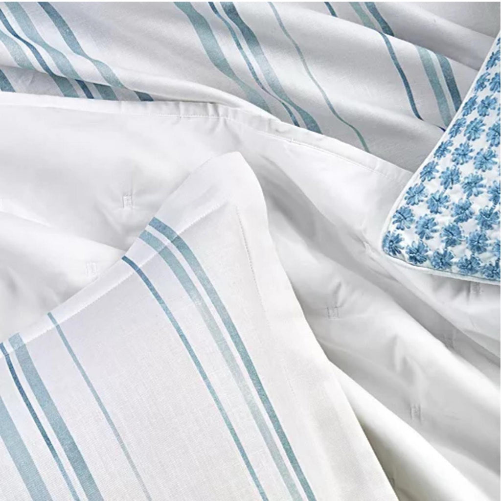 Sky Bristol Stripe Duvet Cover Set, Twin New w/Tag $230 - SOLD OUT