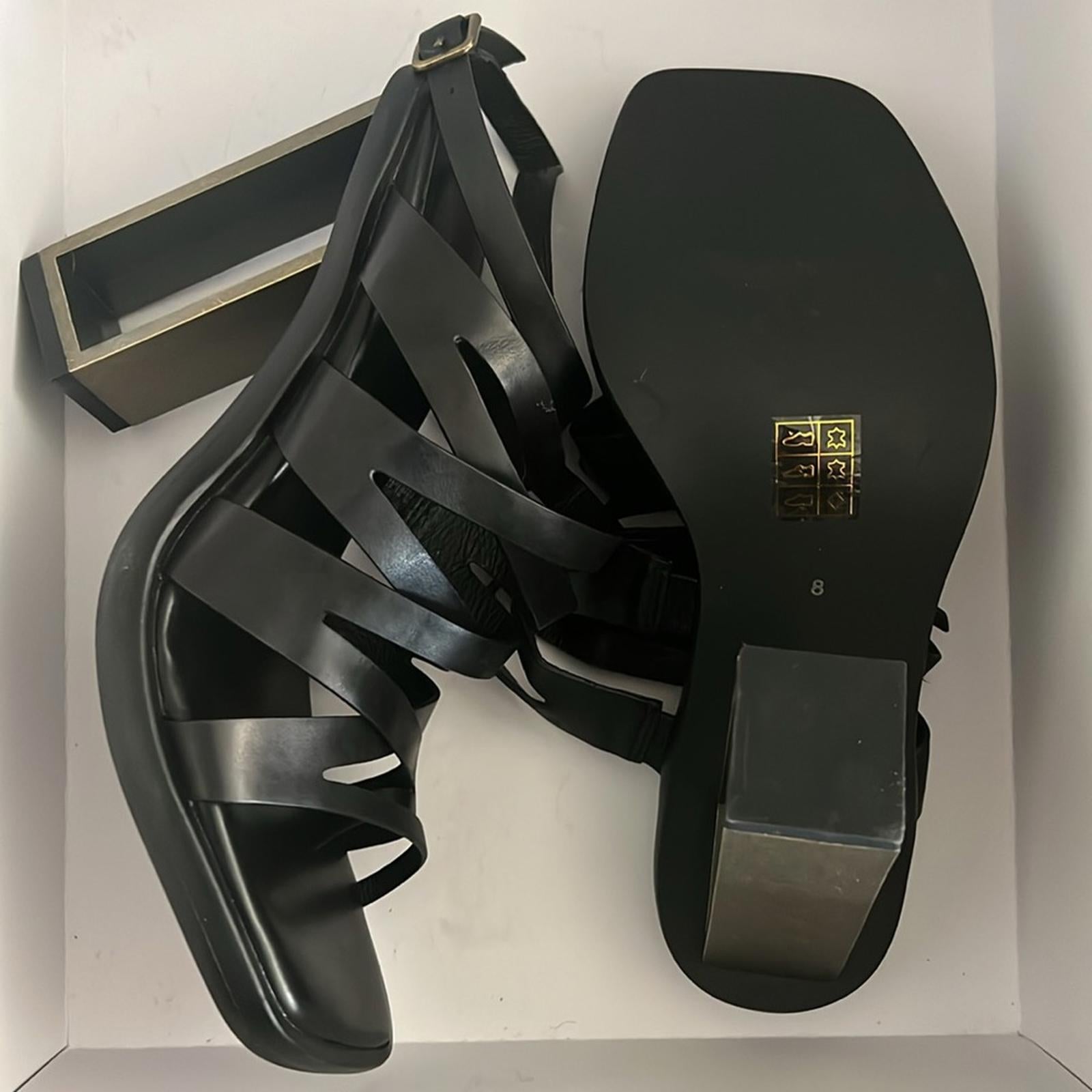 NEW Jeffrey Campbell Impulsive Ankle Strap Sandals, Black, Size 8M Retail $185