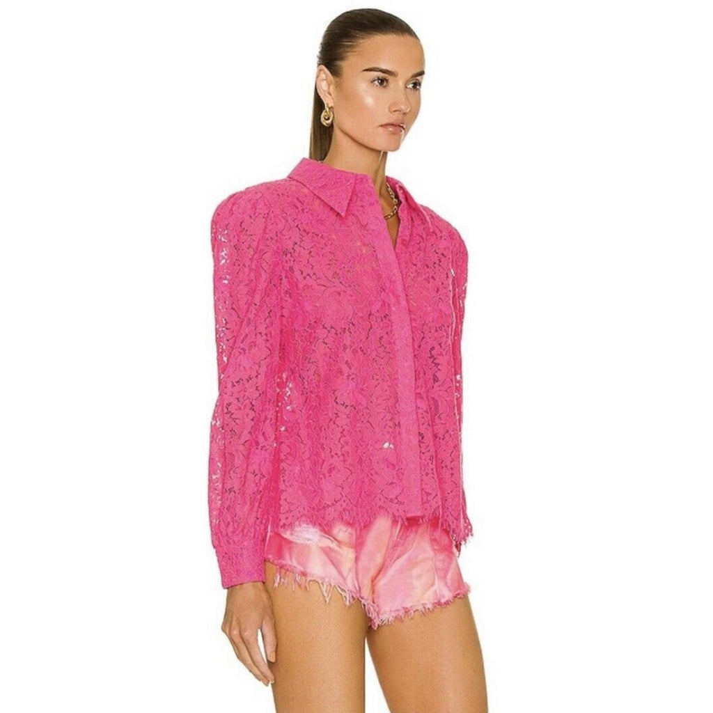 New L’Agence Jenica Lace Blouse, Pink Size XS New w/Tag