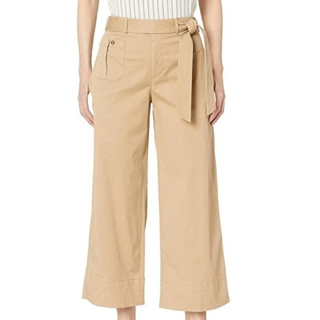 Lauren Ralph Lauren Twill Khaki Pants, High Waist Wide Leg Size 14 New w/Tag